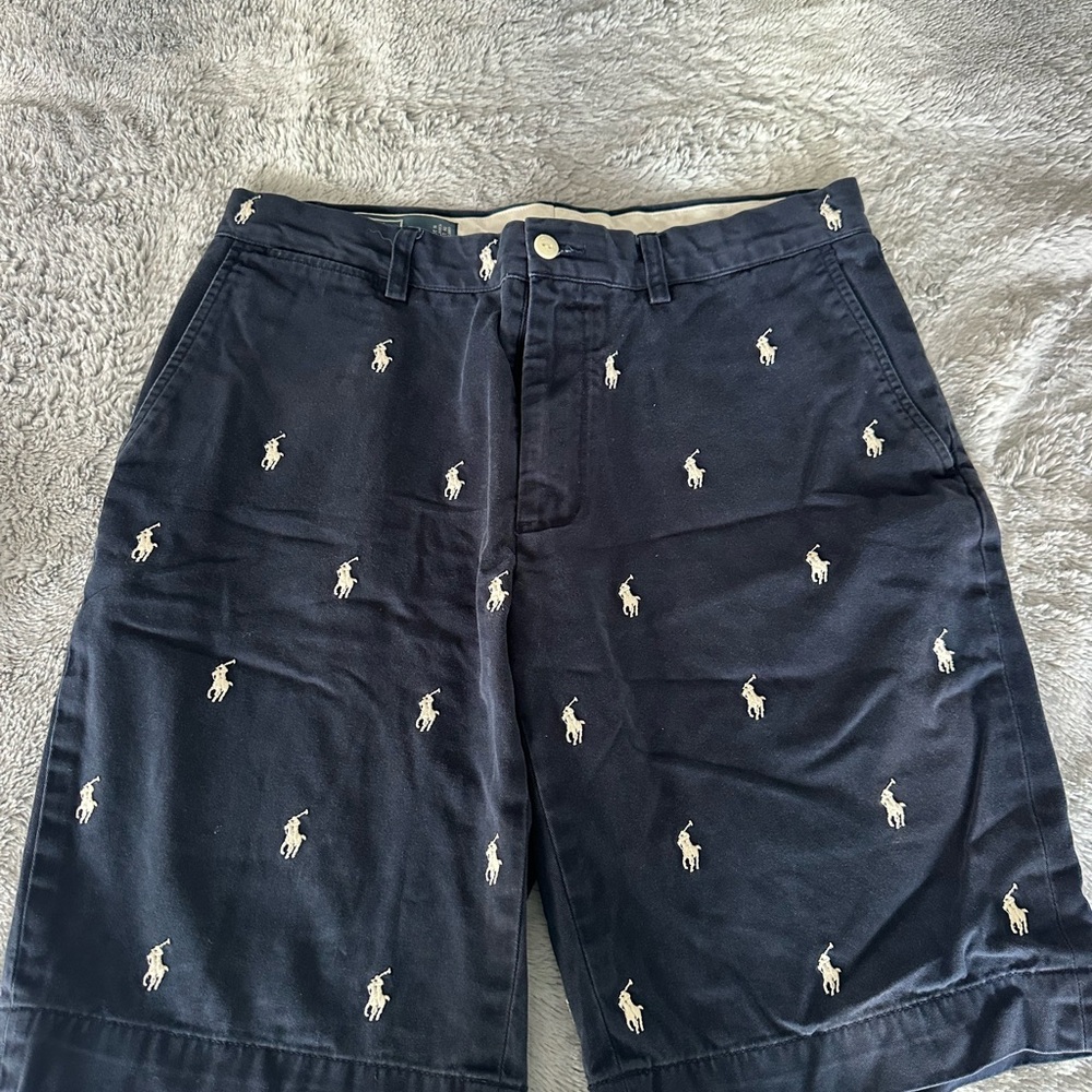 Polo by Ralph Lauren Men's Embroidered Ponies Logo Navy Golf Shorts sz 32 waist